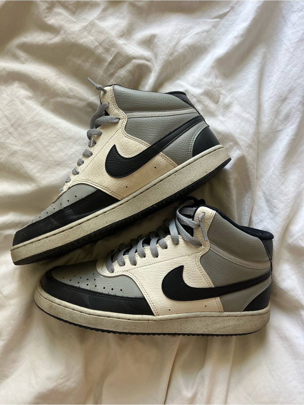 Nike Court Vision Men's Mid-Top Sneakers in Gray/Black/White
